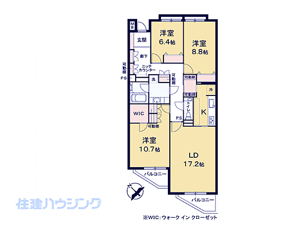 ユーロハイツ東中野(3LDK) 1階の間取り図
