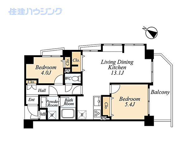 セザール世田谷松原(2LDK) 3階の間取り図
