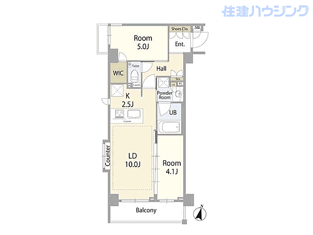 ガーラ・ヒルズ新宿(2LDK) 5階の間取り図