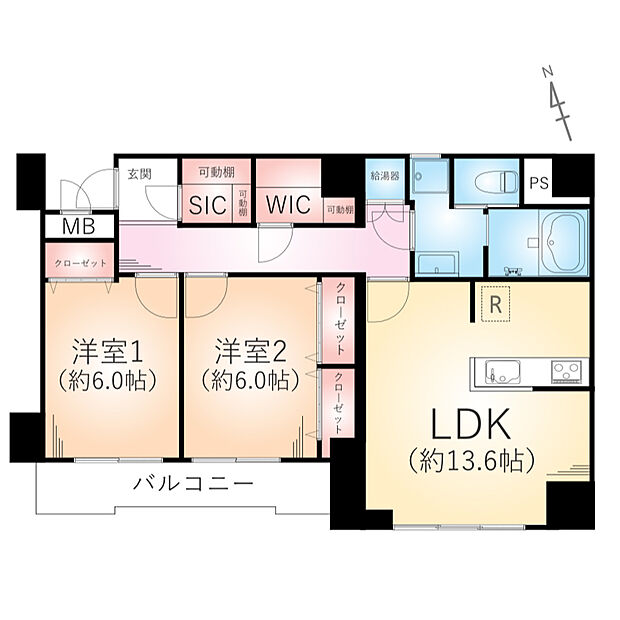 藤和鎌倉台コープ(2LDK) 1階の間取り図