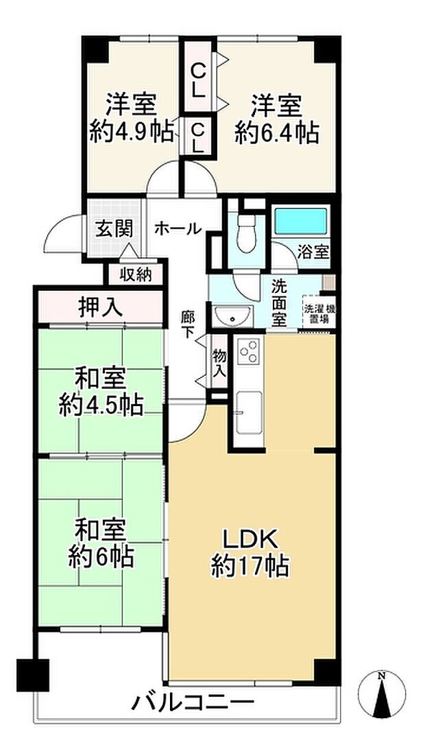 パステル千里Ａ棟(4LDK) 1階の間取り図