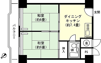 西武ヴィラ苗場３号館(2DK) 2階の間取り図