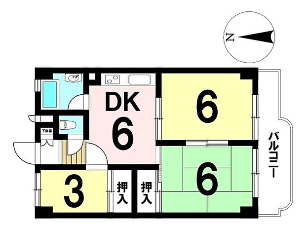 第一岡本ハイツ(3DK) 1階の内観