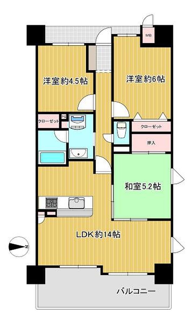 ビーバードルチェ小阪(3LDK) 8階の間取り図