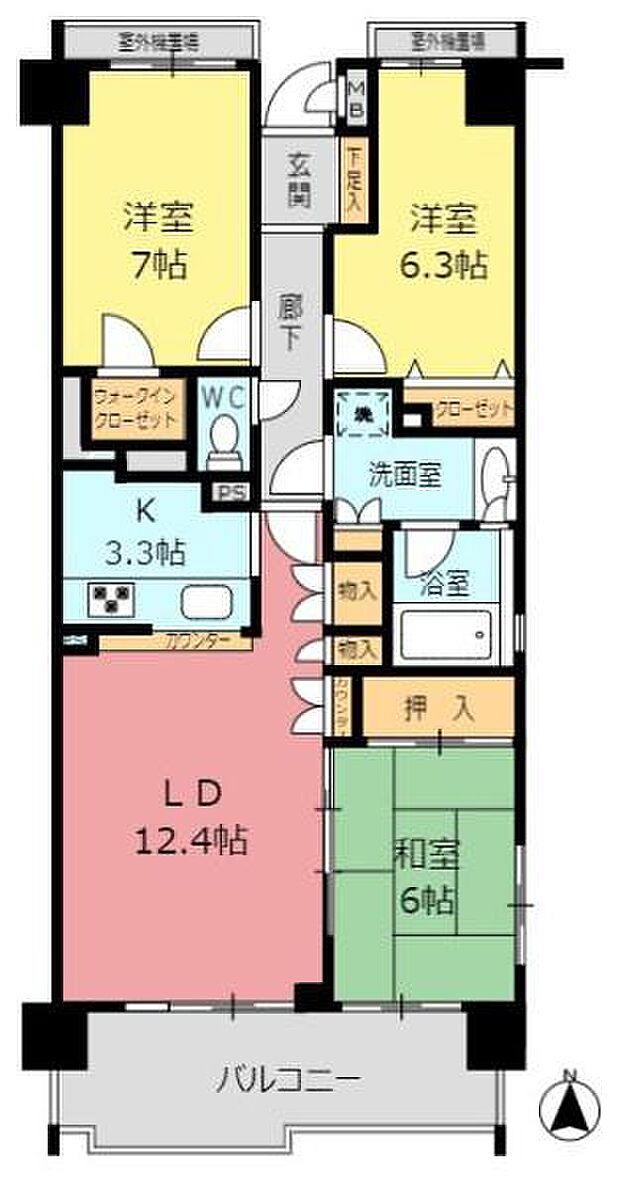 香久山パークスクエアＮ棟(3LDK) 9階の間取り図
