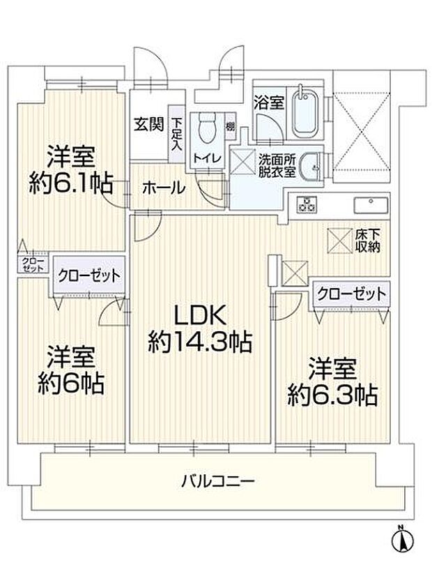 セントラルハイツ野並(3LDK) 1階の間取り図