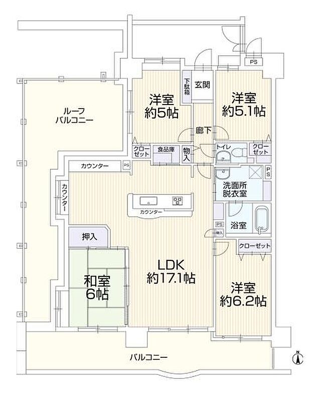 ライオンズヒルズ黒沢台弐番館(4LDK) 7階の間取り図