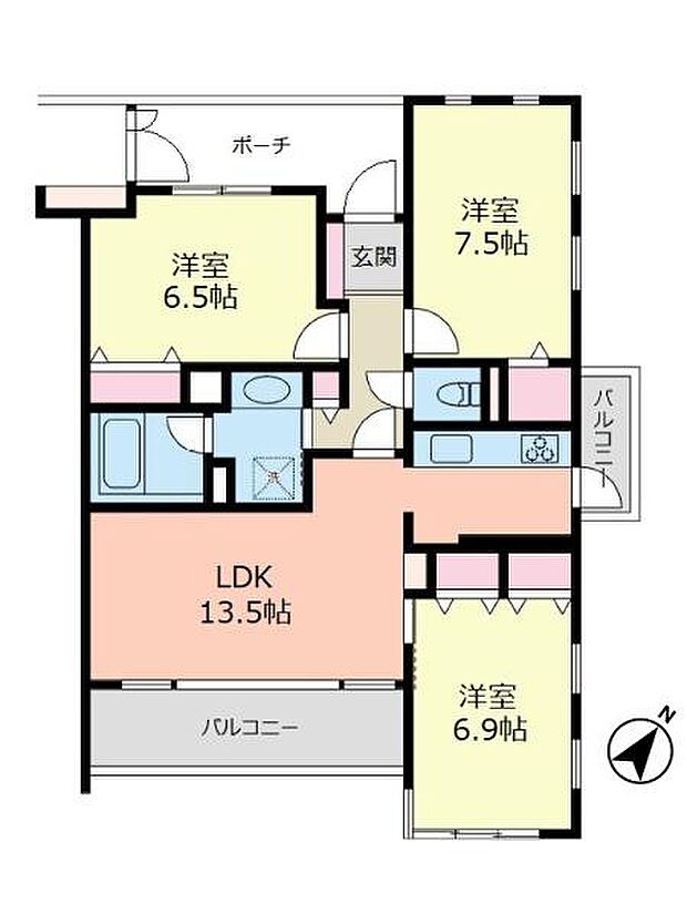 エクセラージュ片瀬江ノ島(3LDK) 2階の間取り図
