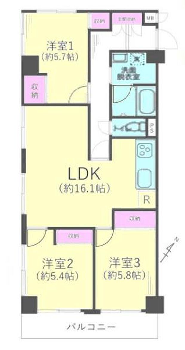 エンゼルハイム戸塚(3LDK) 6階の間取り図