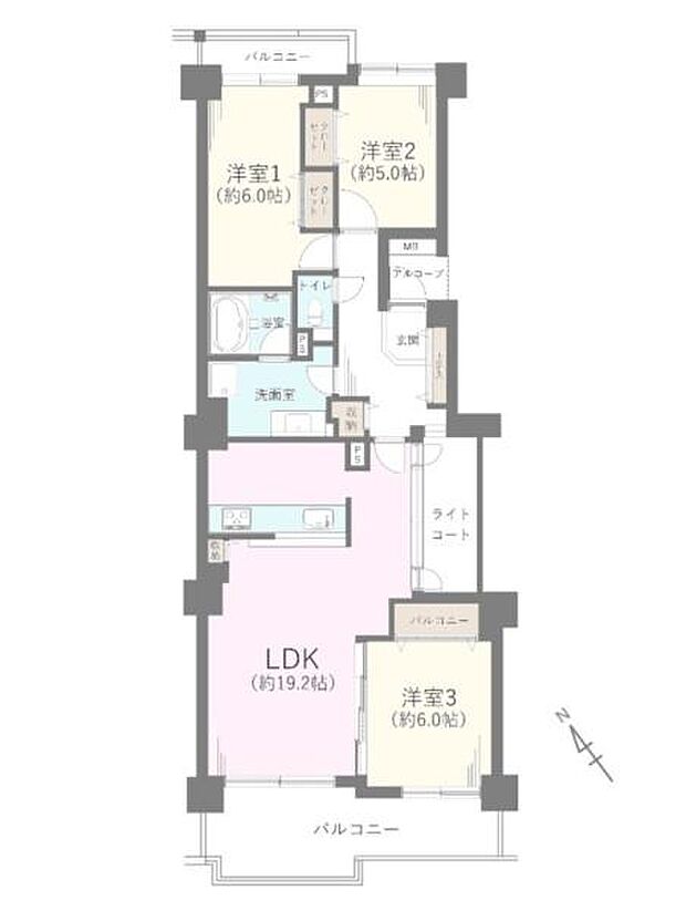 エステ・シティ湘南六浦4番館(3LDK) 9階の間取り図