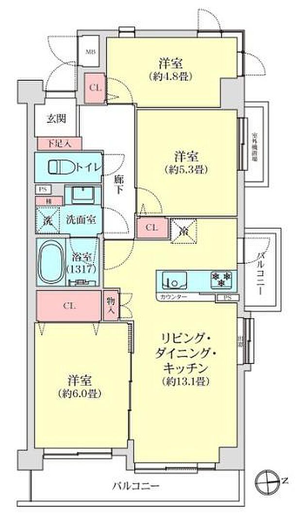 ステイツ武蔵中原(3LDK) 4階の間取り図