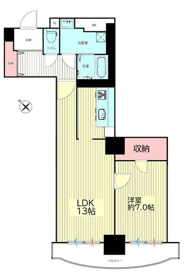 ヨコハマポートサイドロア壱番館(1LDK) 11階の間取り図