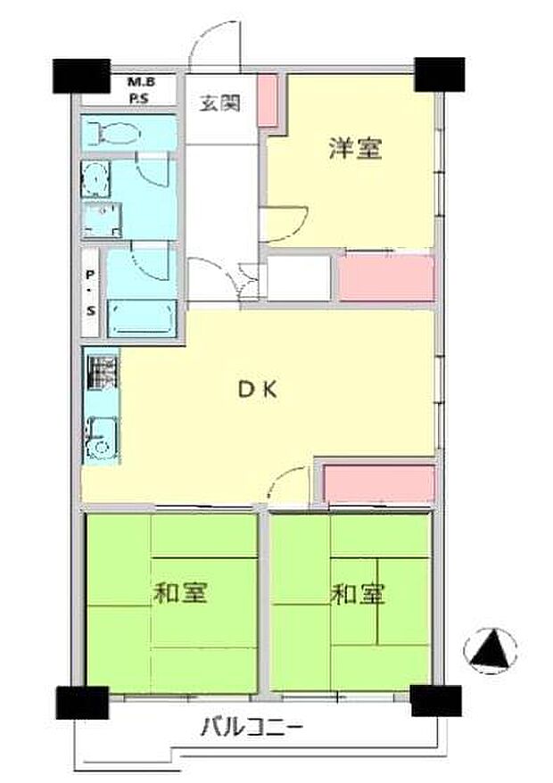 ニューライフ元町(3DK) 6階の間取り図