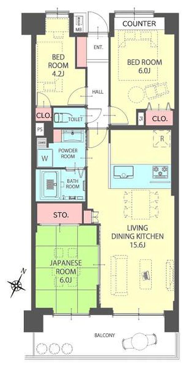 横浜西谷パークホームズ(3LDK) 2階の間取り図
