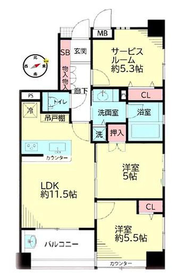 リブゼ横浜サザンエルフ(2SLDK) 4階の間取り図