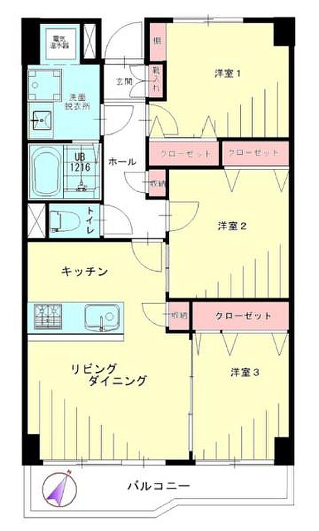 岡野パークハイツ(2LDK) 9階の間取り図