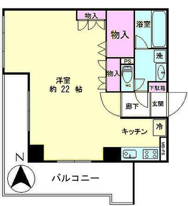 横浜山手ガーデニア(1R) 4階の間取り図