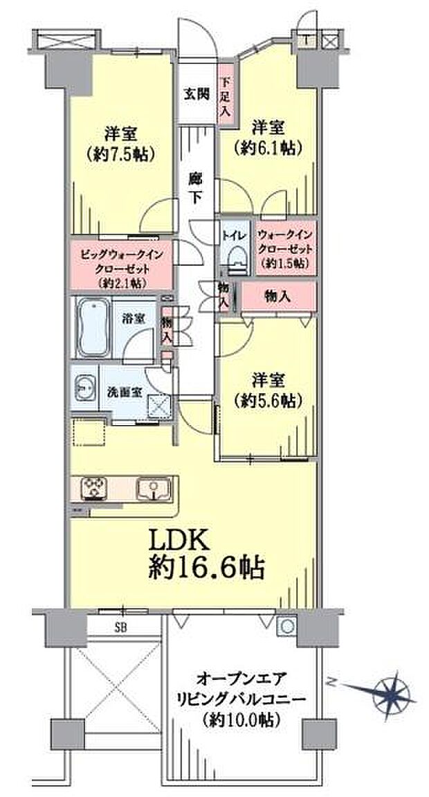ルネサンス戸塚テラス(3LDK) 6階の内観