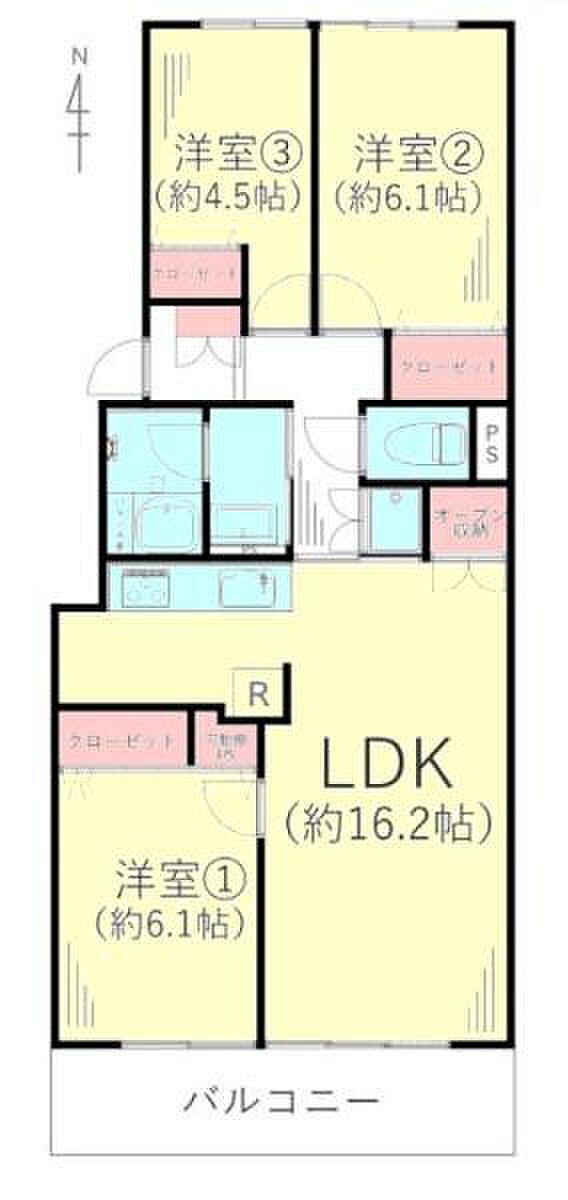 ハウス金沢八景(3LDK) 5階の間取り図