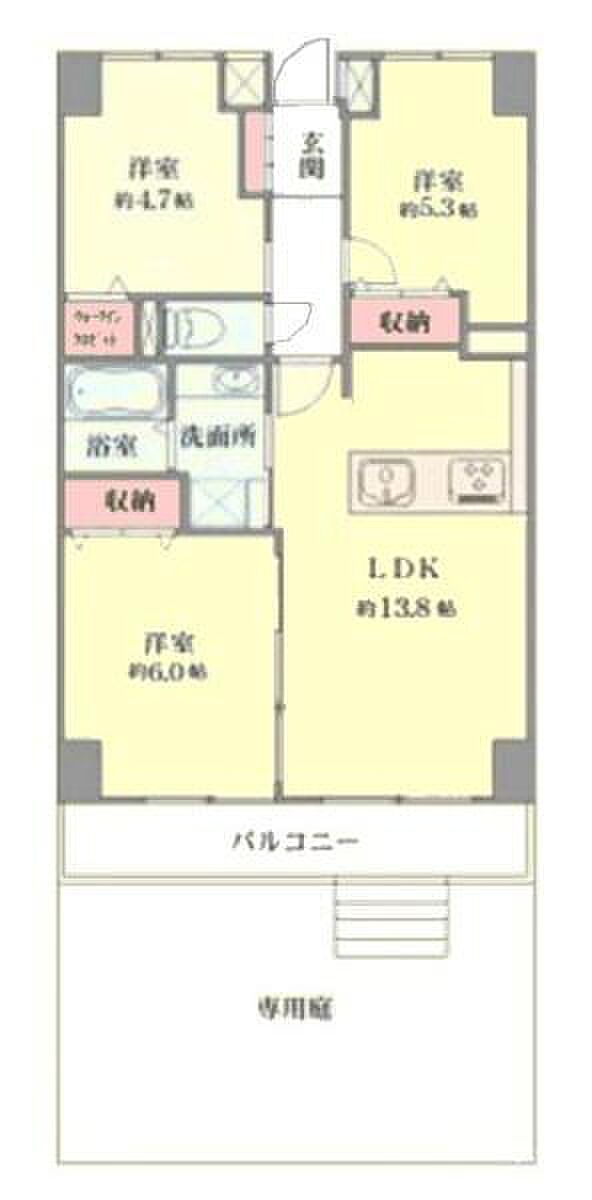 神奈川芙蓉ハイツ(3LDK) 1階の間取り図
