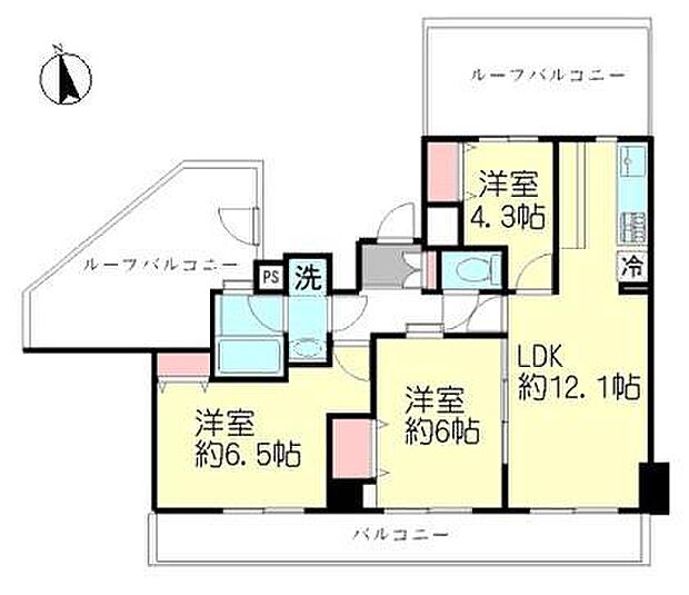 ネオマイム上大岡弐番館(3LDK) 6階の間取り図