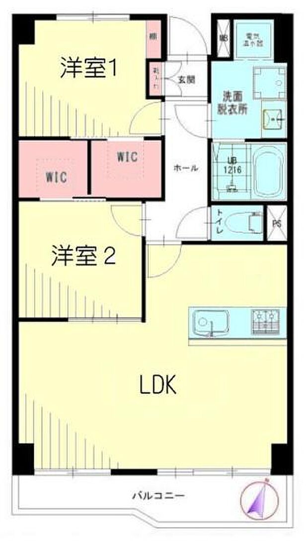 岡野パークハイツ(2LDK) 8階の間取り図