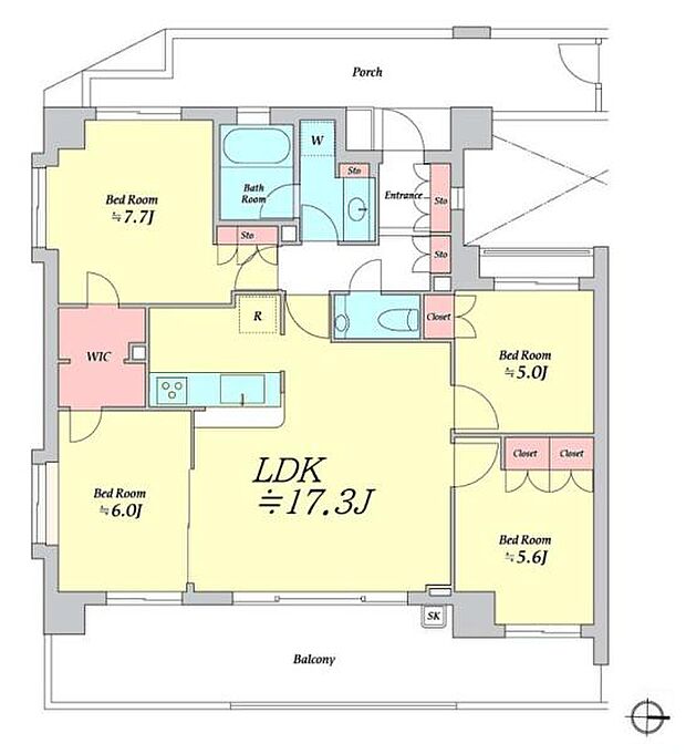 サンクタス戸塚ラフィーネ(4LDK) 5階の間取り図