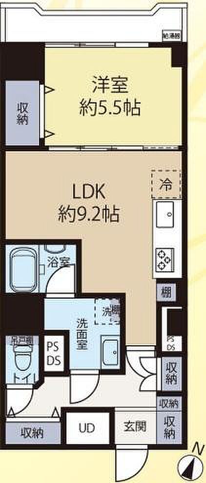 横浜根岸ダイヤモンドマンション(1LDK) 8階の間取り図