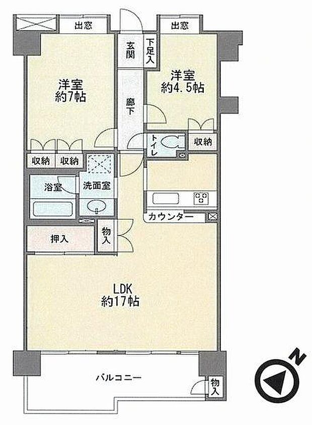 クリオ新横浜弐番館(2LDK) 2階の間取り図