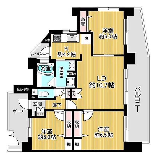 クリオ横浜大口参番館(3LDK) 2階の間取り図