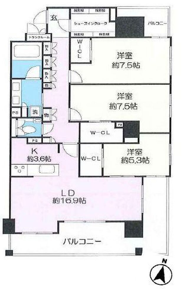 クリオレジダンス横濱ベイサイド(3LDK) 11階の間取り図