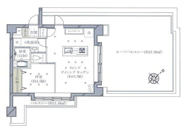 室内スケルトンリフォーム済（令和6年2月）、きれいな室内で快適な新生活をスタートできます。最上階南東角部屋につき日当たり、眺望良好。ご家族で寛げる47.3平米のルーフバルコニー付住戸です。