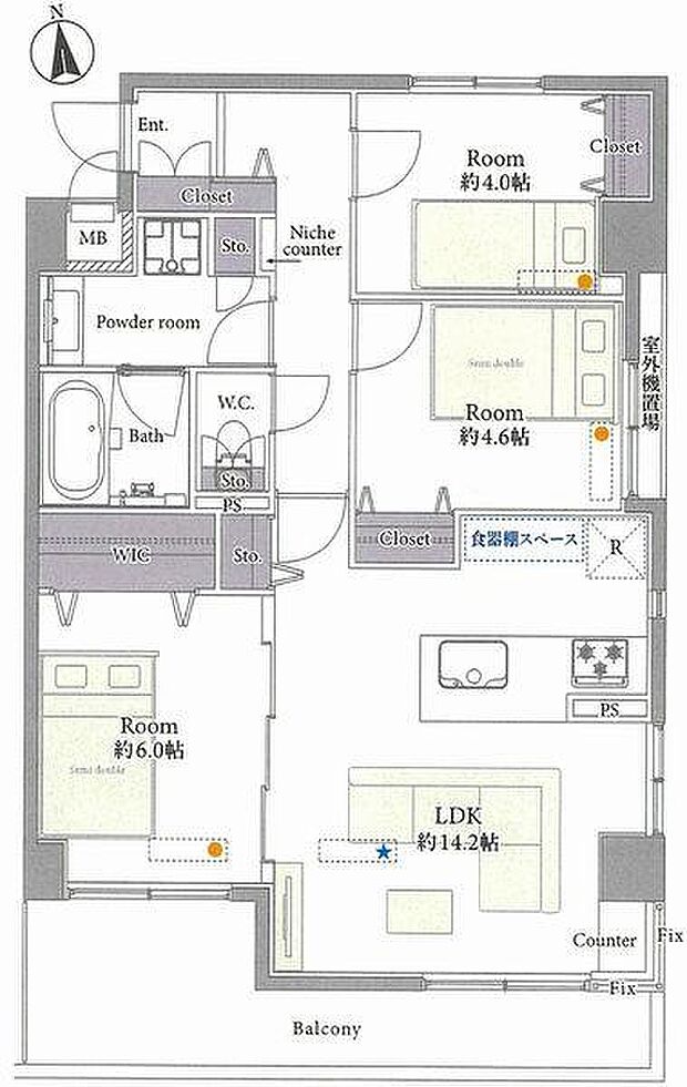 リブゼ横浜白楽(3LDK) 2階の間取り図