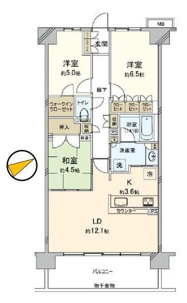ウェリス弘明寺(3LDK) 2階の間取り図