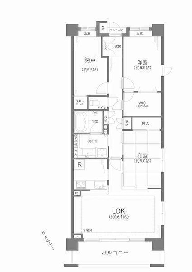 クレストグランディオ横浜(2SLDK) 3階の間取り図