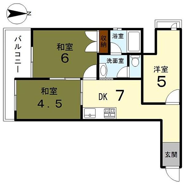 四条グランドハイツA棟(3DK) 10階の間取り図