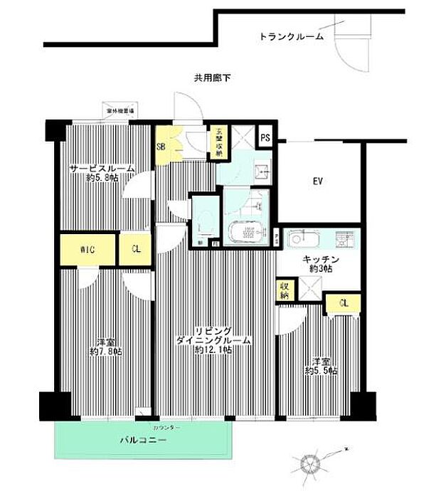 ガーデンホーム東寺尾ヒルズ(2SLDK) 4階の間取り図