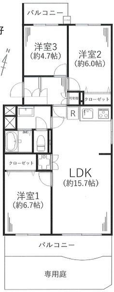 恒陽藤沢マンションＢ棟の間取り