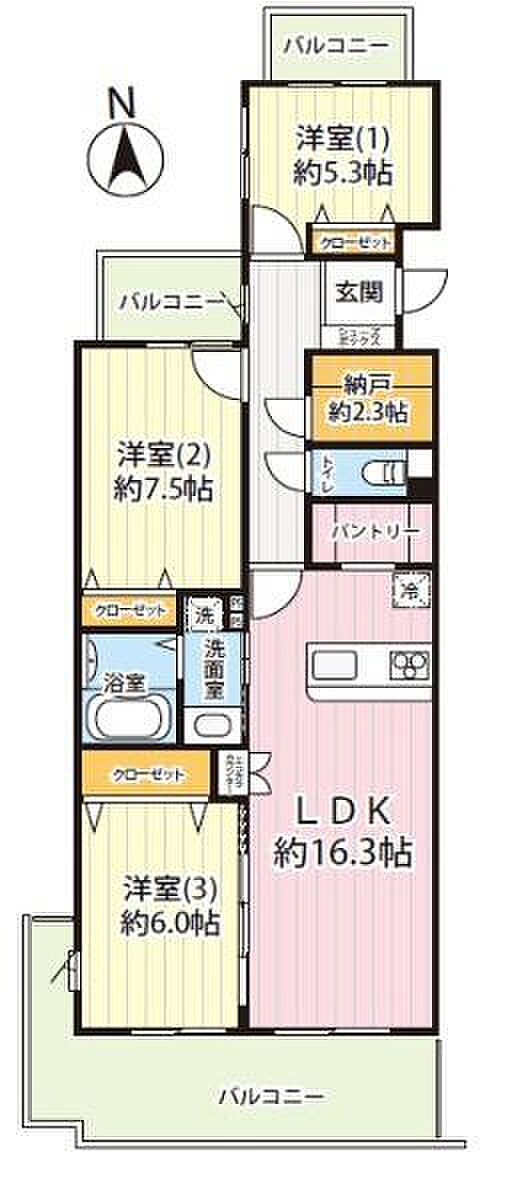 クリオ湘南田浦壱番館(3SLDK) 8階の間取り図
