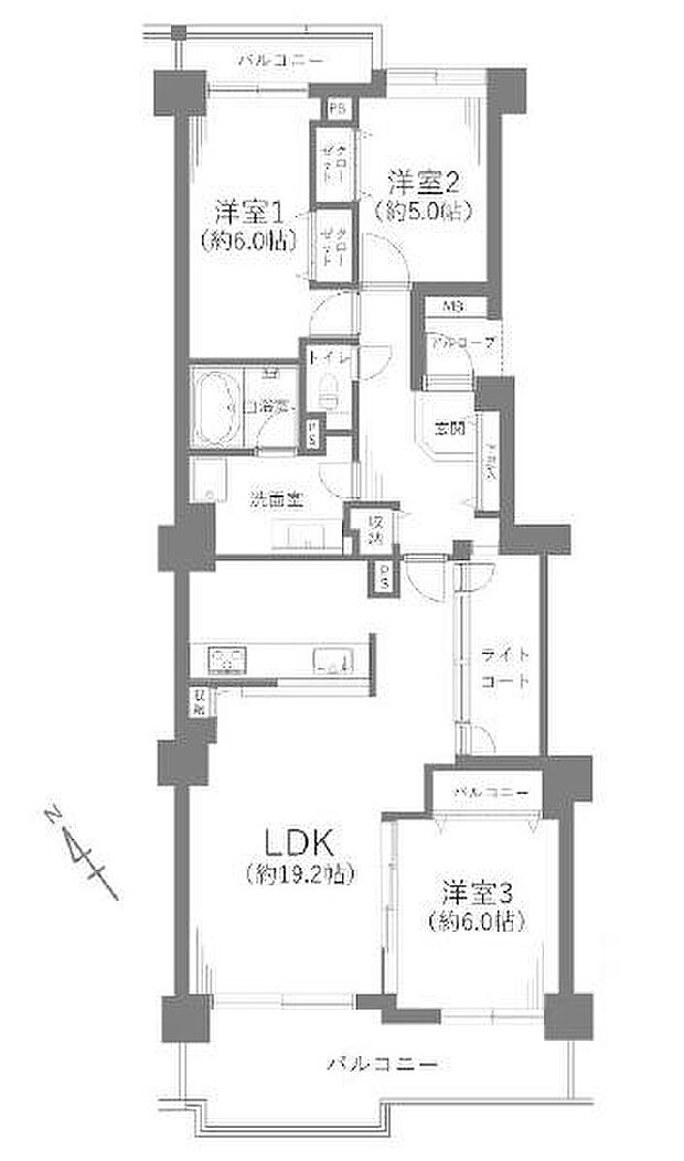 エステ・シティ湘南六浦4番館(3LDK) 9階の間取り図