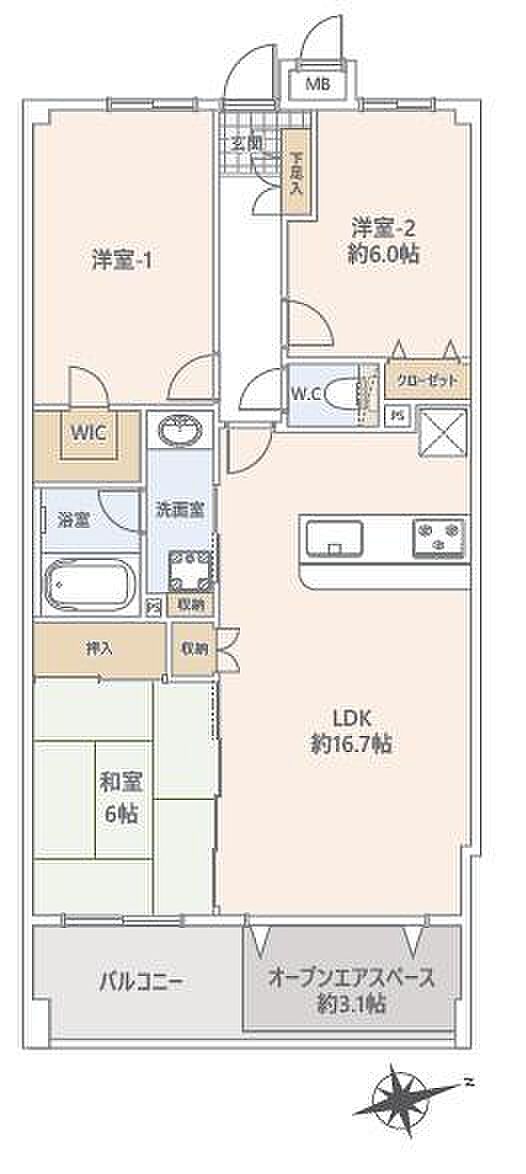 グランシティ湘南江ノ島(3LDK) 1階の間取り図