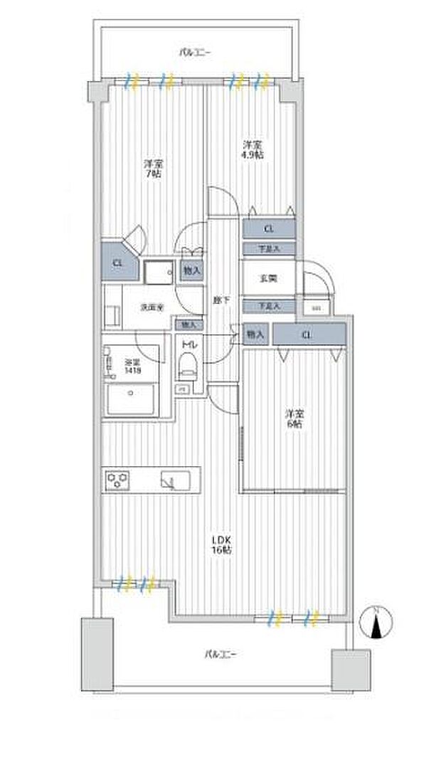 横濱北寺尾ヒルステージ(3LDK) 7階の間取り図