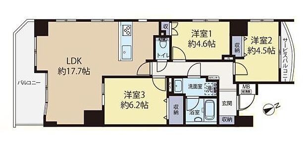 ナイスアーバン川崎(3LDK) 2階の間取り図