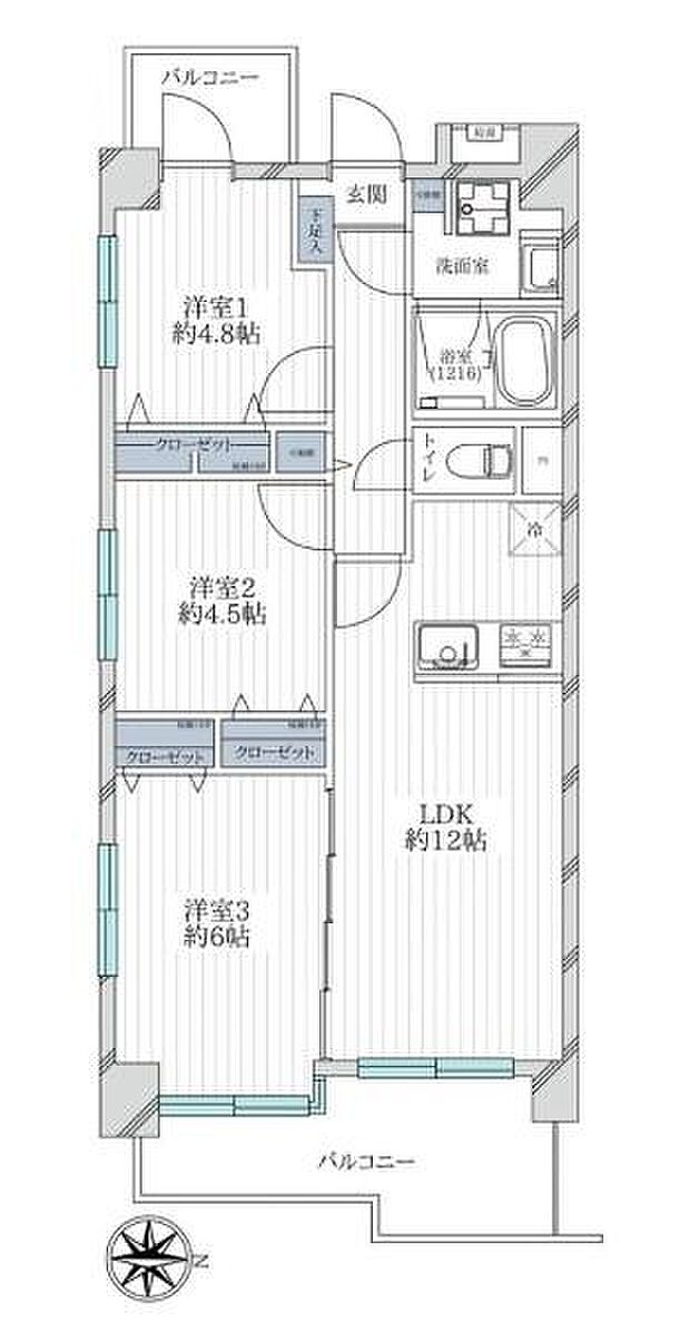 クラッセ川崎(3LDK) 8階の間取り図