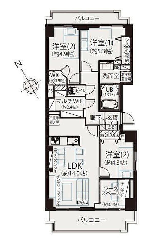 アークガーデンひびきの街四番館(3LDK) 8階の間取り図