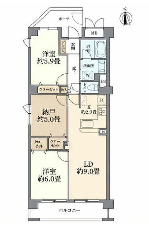 ロイヤルコーポ新川崎壱番館(2SLDK) 4階の間取り図