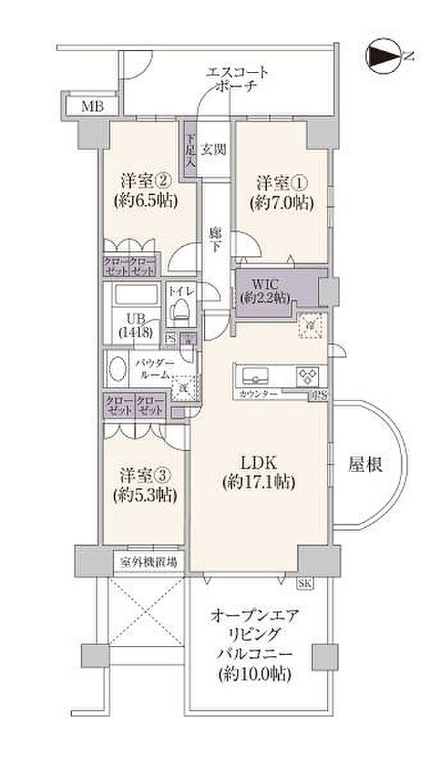 ヴェレーナ東戸塚(3LDK) 6階の間取り図