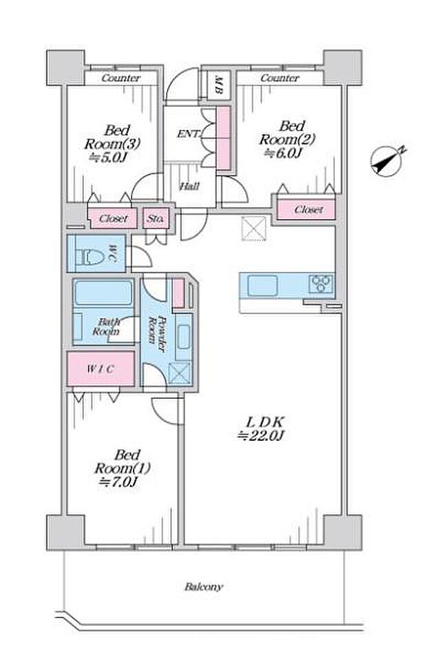 マークスプリングスメゾンＢ棟(3LDK) 3階の間取り図