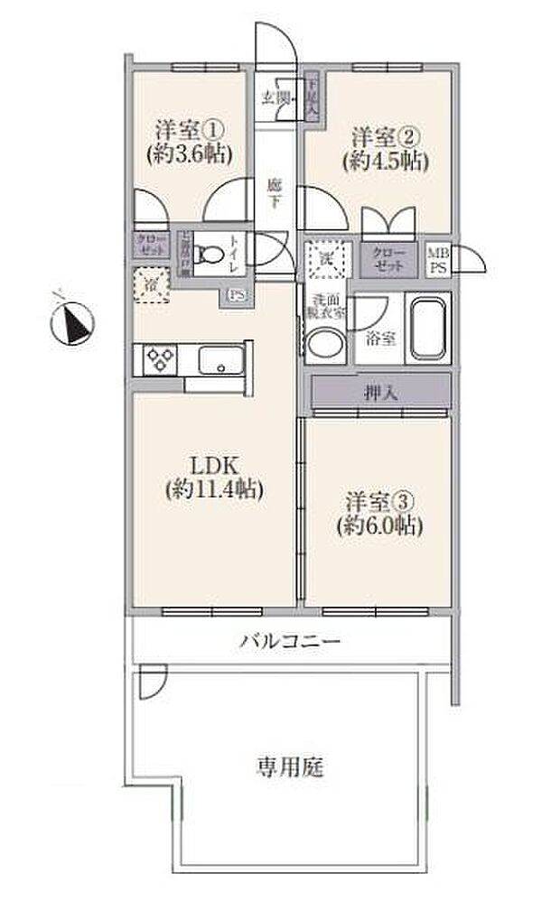 マイキャッスル川崎西(2SLDK) 1階の間取り図