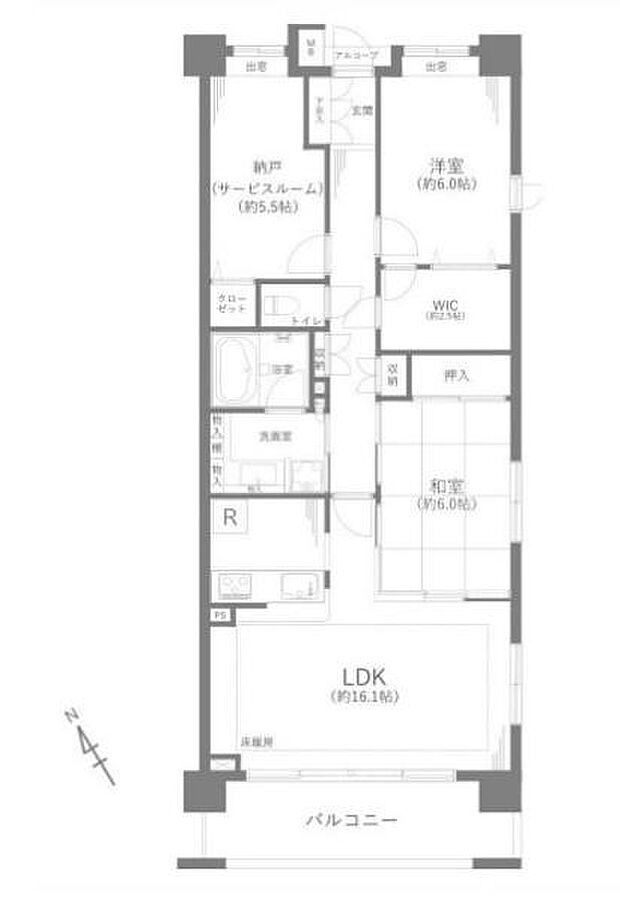 クレストグランディオ横浜(2SLDK) 3階の間取り図